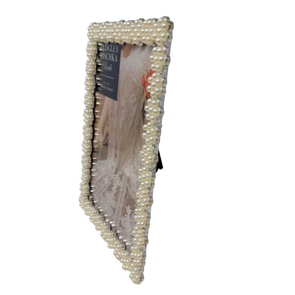 Badgley Mischka Bride Pearl Beaded Photo Frame 5x7 New Unused - Picture 3 of 5